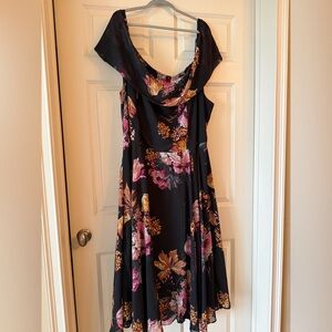 ASOS Black Floral off shoulder Dress